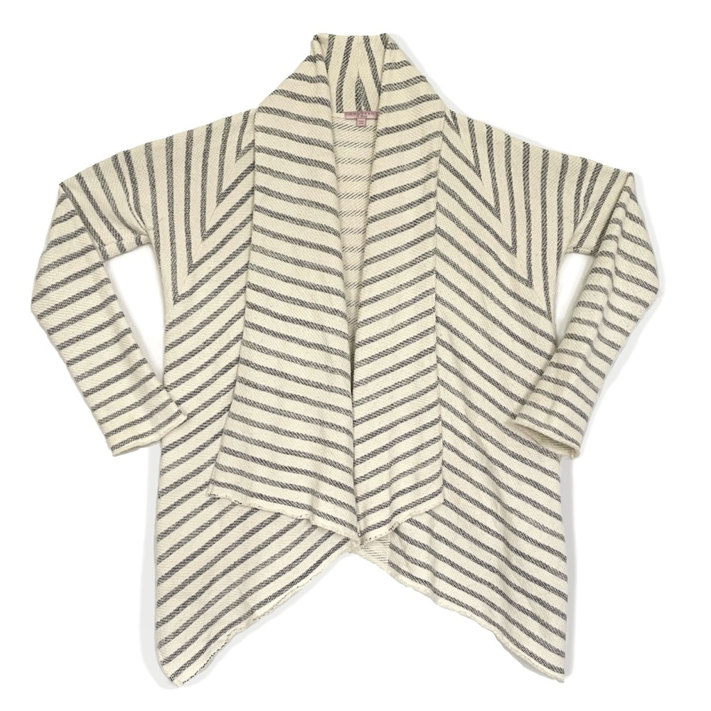 Calypso St. Barth Cozy Soft Cotton French Terry Knit Cardigan Sweater Striped S